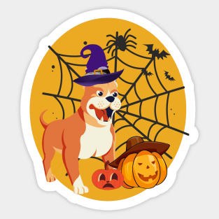 Halloween bulldog and pumpkins Sticker